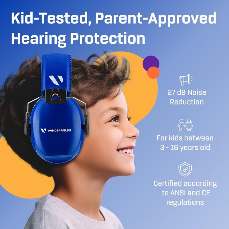 Vanderfields Hearing Protection Ear Muffs - Over 33 dB (2K Hz) Broad Noise Cancelling Sound Reduction Earmuffs for Kids 3-12 - Image 2
